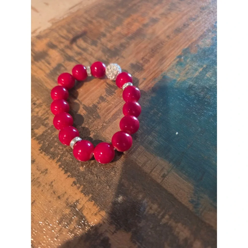 Premier Beaded Stretch Bracelet with Rhinestone Accents and Pave Disco Ball Bead